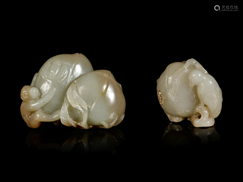 Two Chinese Jade Carvings of Fruits and Animals