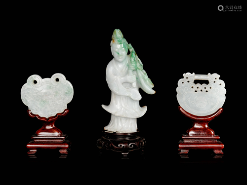 Three Chinese Carved Jadiete Articles