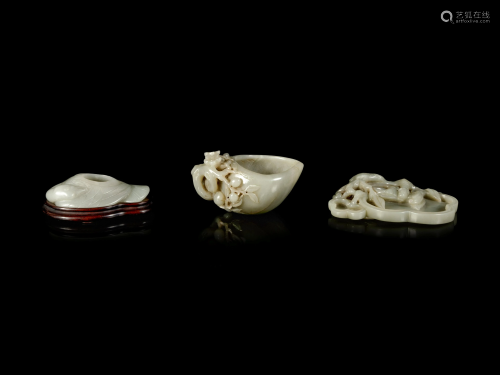 Three Chinese Celadon Jade Scholar's Objects
