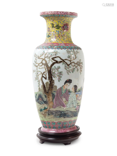 A Chinese Famille Rose Porcelain 'Ladies' Vase