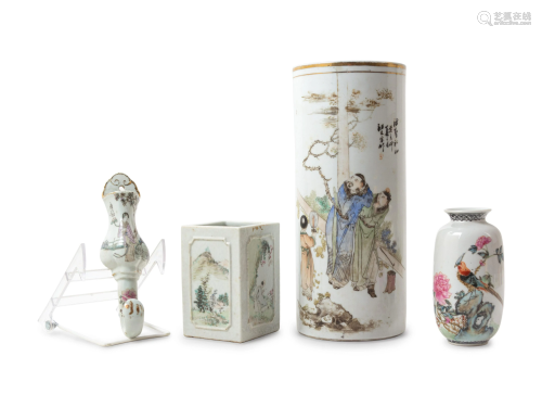 Four Chinese Qianjiang Enamel Porcelain Articles