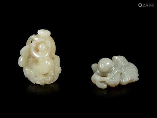 Two Chinese Jade Carvings of Boys