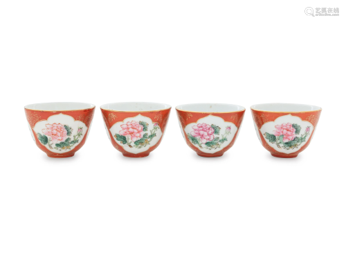 Thirty Six Chinese Coral Red and Famille Rose Porcelain