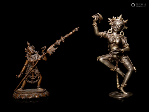 Two Tibetan Bronze Figures of Deities