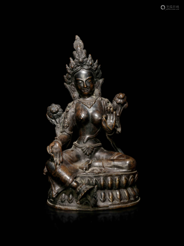 A Large Tibetan Bronze Figure of Tara