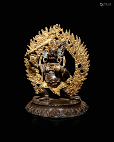 A Tibetan Gilt Bronze Figure of Bodhisattva Mahakala