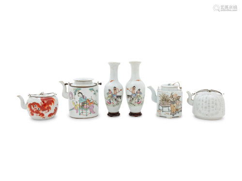 Six Chinese Famille Rose Porcelain Wares