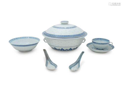 A Partial Set of Chinese Blue and White Porcelain