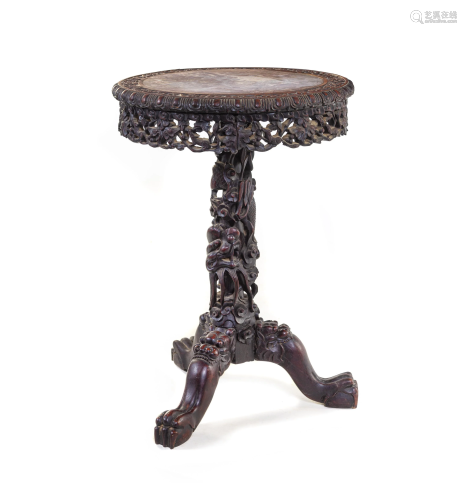 A Chinese Export Carved Hardwood Table
