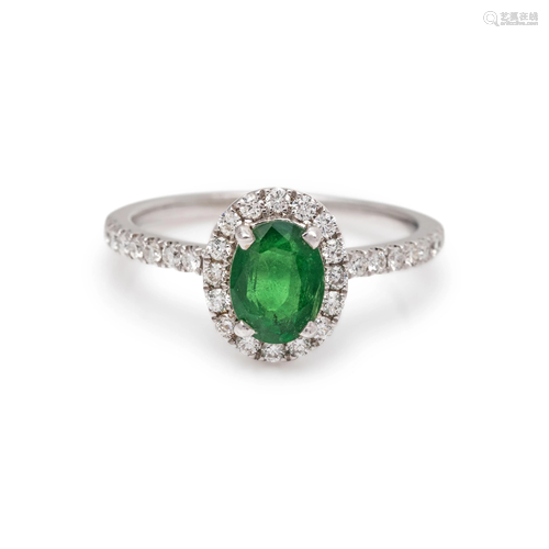 TSAVORITE GARNET AND DIAMOND RING