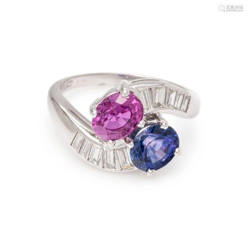 PINK AND PURPLE SAPPHIRE AND DIAMOND RI…