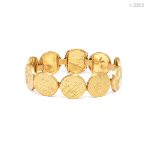 MODERNIST, YELLOW GOLD BRACELET