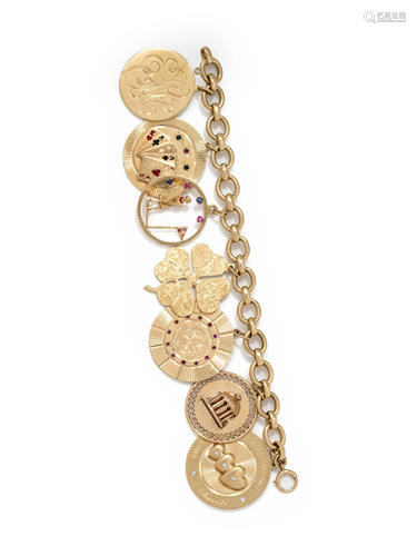 YELLOW GOLD CHARM BRACELET