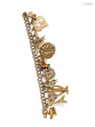 YELLOW GOLD CHARM BRACELET