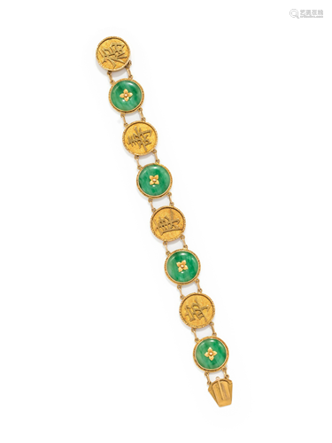 YELLOW GOLD AND JADE BRACELET