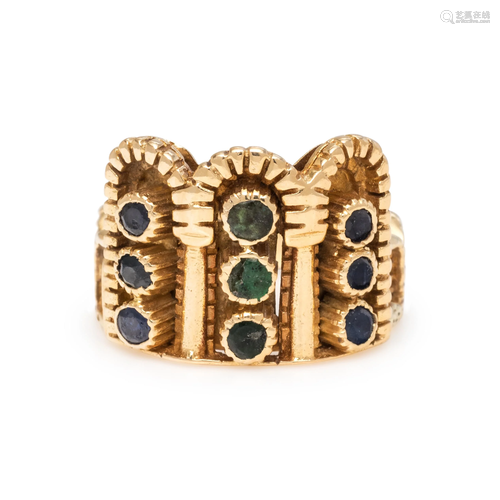 YELLOW GOLD AND GEMSTONE RING