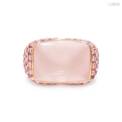 ROSE QUARTZ AND PINK SAPPHIRE RING