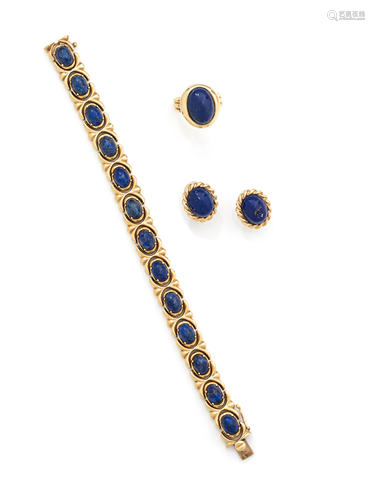 YELLOW GOLD AND LAPIS LAZULI SET