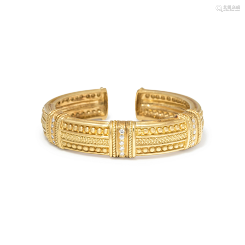 YELLOW GOLD AND DIAMOND CUFF BRACELET