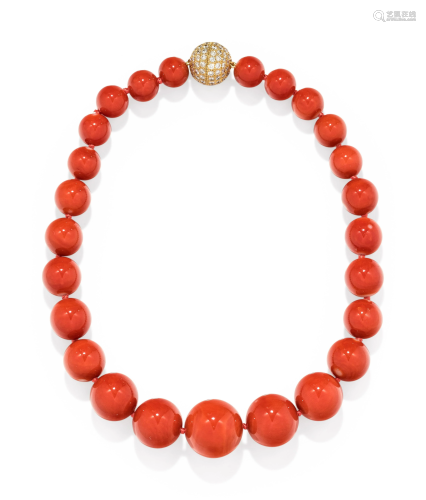 CORAL AND DIAMOND NECKLACE