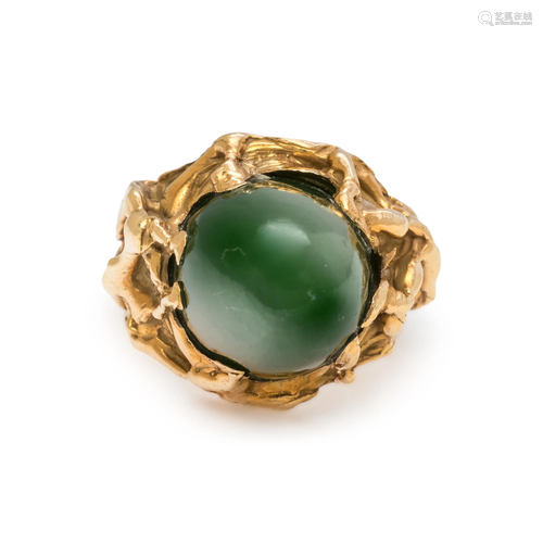 YELLOW GOLD AND NEPHRITE RING