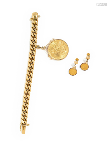 COLLECTION OF YELLOW GOLD AND COIN JE…