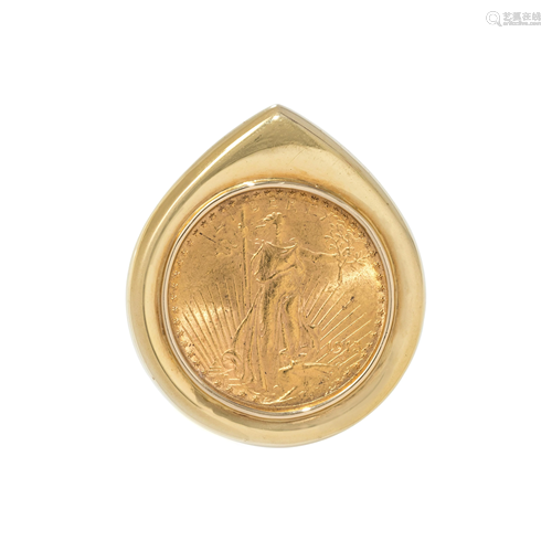 YELLOW GOLD AND US $20 LIBERTY COIN SLIDE PEN…