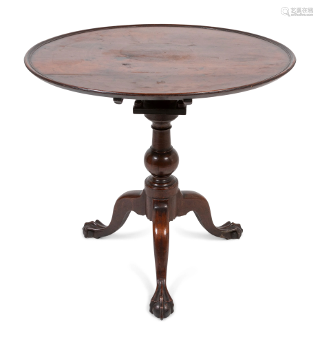 A Chippendale Mahogany Tilt-Top Table Heigh…