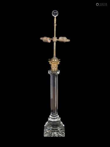 An English Gilt Bronze Mounted Cut Glass Columnar …