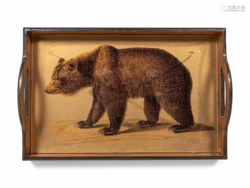 A Twin-Handled Bear-Decorated Tray Width 17 x de…