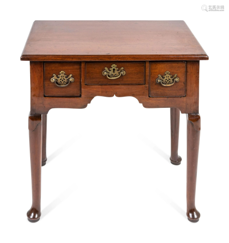 A George III Mahogany Three-Drawer Table Height 27 x
