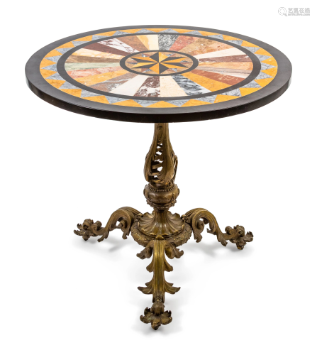 A French Gilt Bronze and Specimen-Marble Top Table