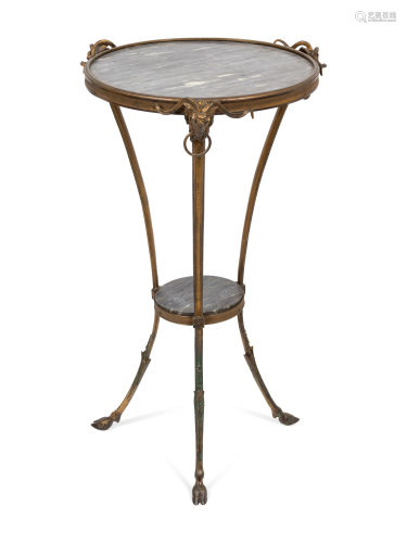 A Neoclassical Style Gilt Bronze and Marble Top