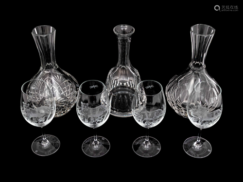 A Set of Four Lynn Chase Wine Glasses with Three