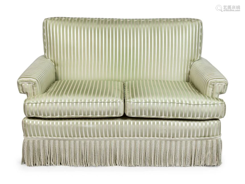A Striped Silk Upholstered Two-Seat Sofa Hei…