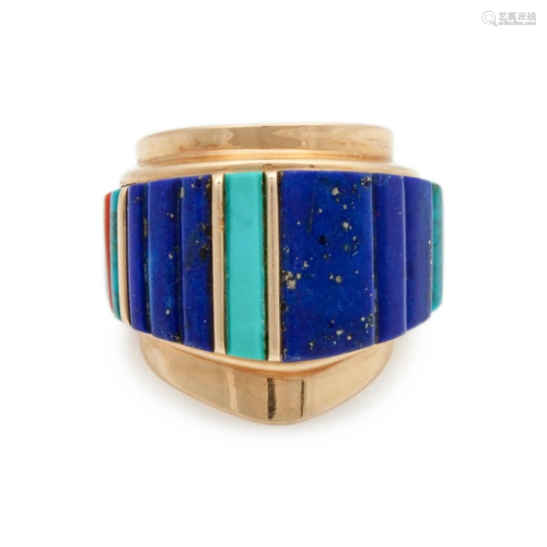 Charles Loloma (Hopi, 1921-1991) 14k Gold with