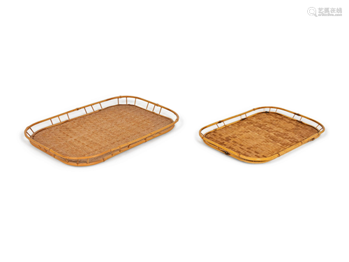 Sixteen Bamboo and Rattan Serving Trays Width of…