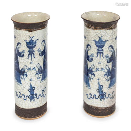 A Pair of Chinese Blue and White Porcelain Vases He…