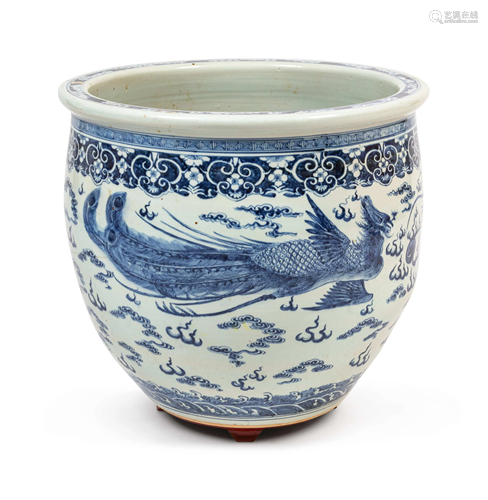 A Chinese Blue and White Porcelain Jardiniere Hei…