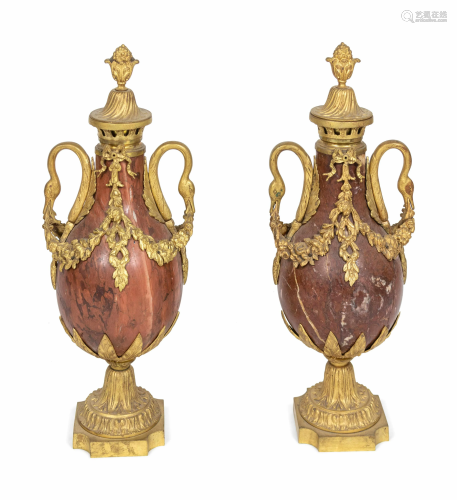 A Pair of Louis XVI Style Gilt-Bronze-Mounted Rouge