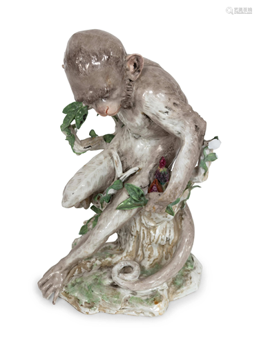 A German Porcelain Figure of a Monkey Height 1…