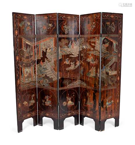 A Chinese Five-Panel Coromandel Screen Height