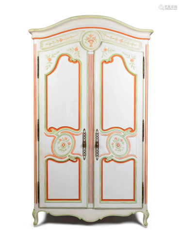 A Louis XV Style Painted Armoire Height 82 1/2 x width