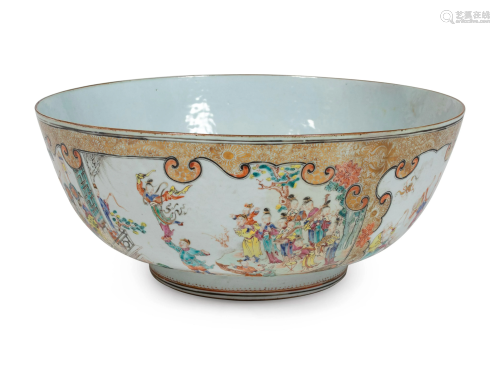 A Chinese Famille Rose Porcelain Large Punchbowl Hei…