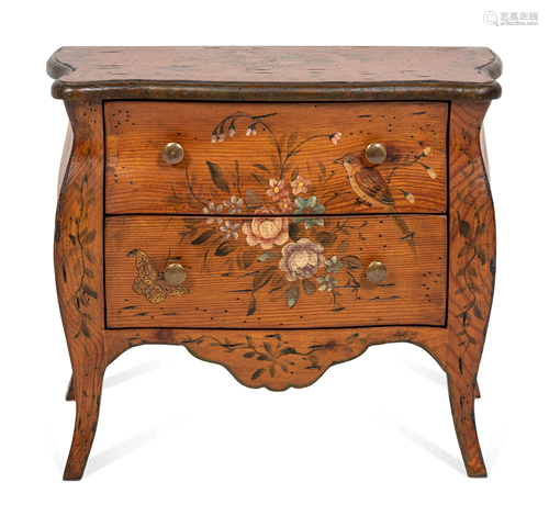 A Diminutive Painted Commode Height 12 x width …