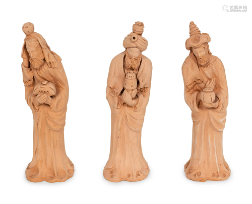 Three Terracotta Figures of Three Wise Men Height of