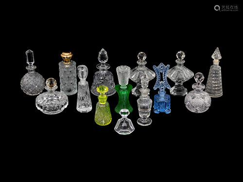 Fourteen Glass Perfume Bottles Height of tallest with