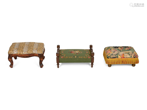 Three Upholstered Foot Stools Height of tallest 9 x