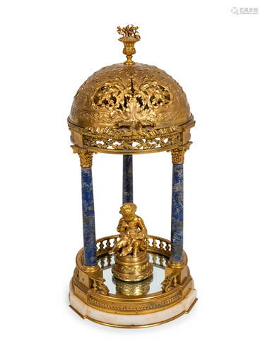 A Gilt Metal and Lapis Lazuli Table Ornament Height …