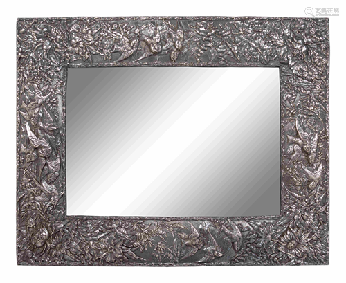 An American Silver-Plate Rectangular Mirror Height 19